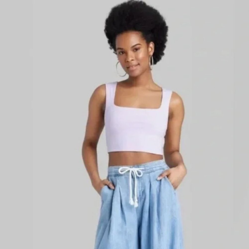 Lavender Square Neck Crop Top - Wild Fable
